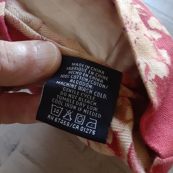 NAUTICA, Floral & Check, Cotton Cover w Buttons, Grey Down & Feather Thro Pillow - Picture 4 of 6